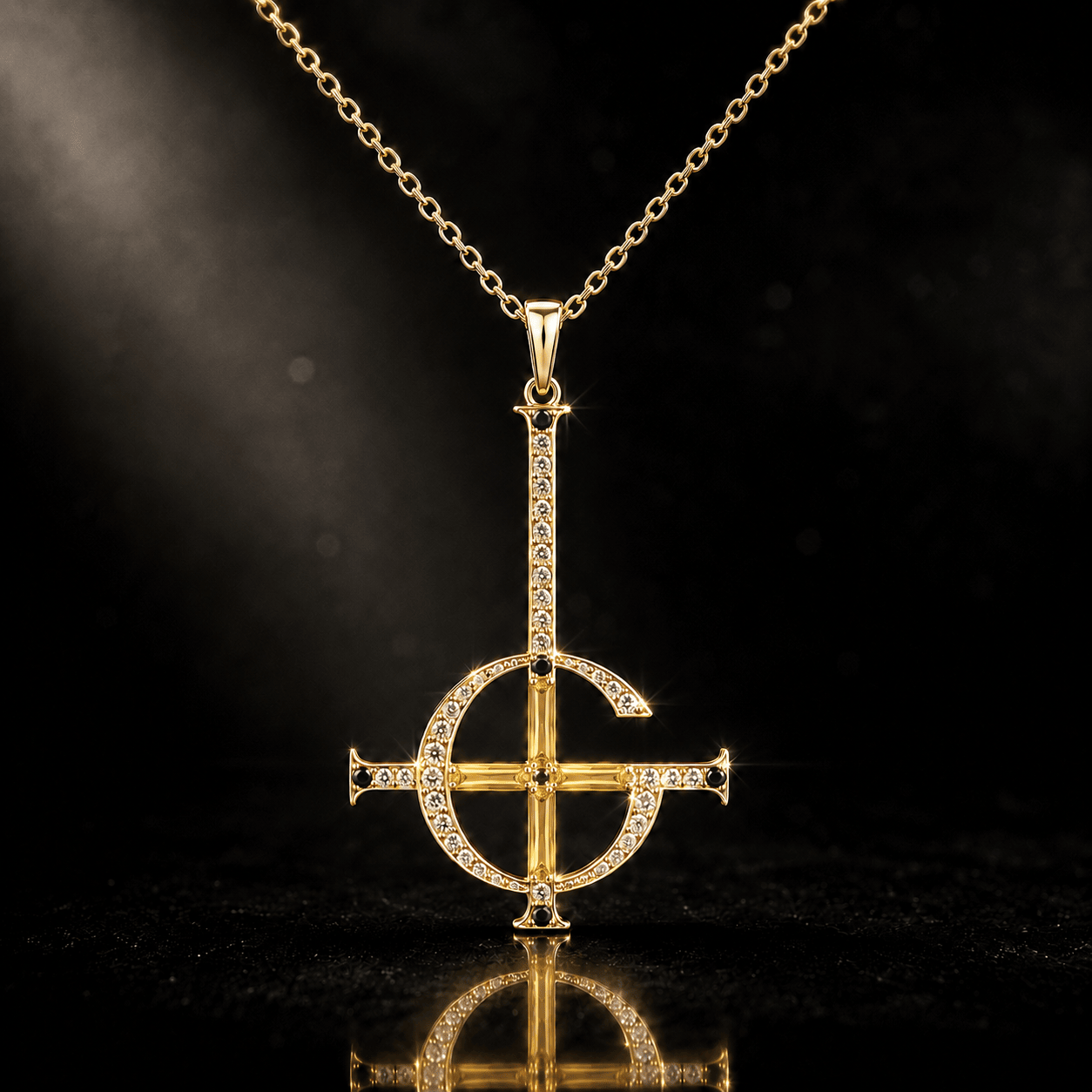 GHB Solid Gold Chain with Diamond Pendant BMD