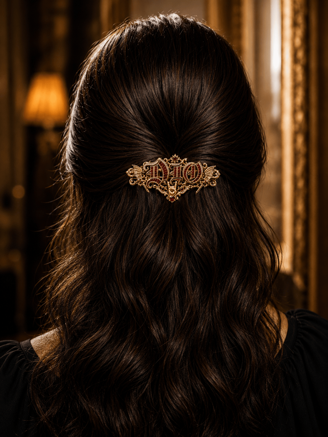 DIOO Elegant Gold Hair Clip For Women BMD