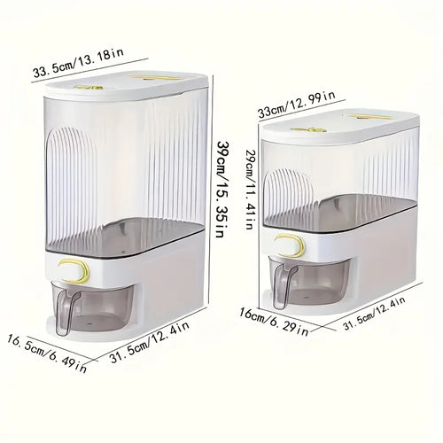 5kg/10kg Rice Dispenser - Large Pantry Storage Container with Measuring Cup & Time Markings