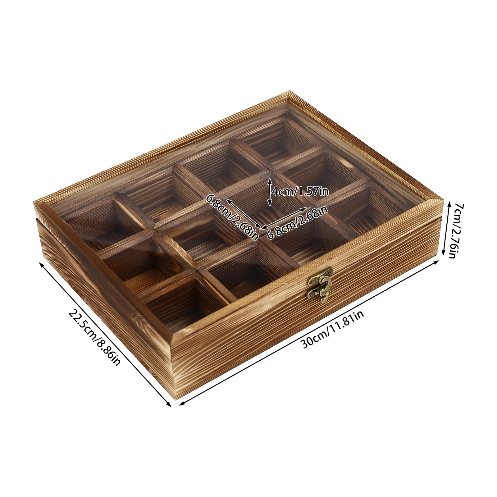 12 Compartments Wooden Spice Box, Retro Spice Fit Box, Spice Container for Storing Spices & Herbs, Multipurpose Decorative Boxes